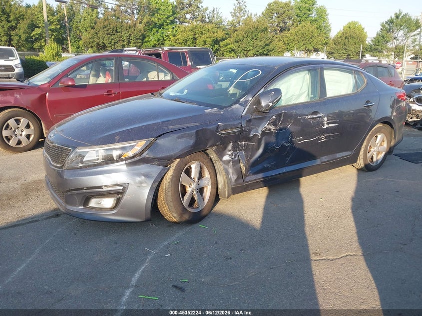 2015 Kia Optima VIN 5XXGM4A70FG438644 IAAI salvage auction — LEFT FRONT, Salvage (North Carolina), sold $650 on 2026-07-20 (photo 2)