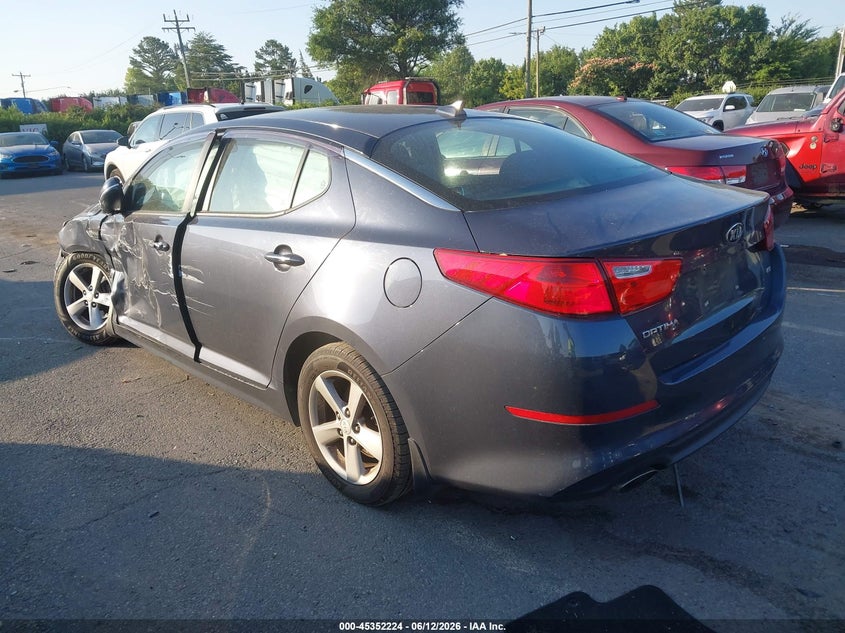 2015 Kia Optima VIN 5XXGM4A70FG438644 IAAI salvage auction — LEFT FRONT, Salvage (North Carolina), sold $650 on 2026-07-20 (photo 3)
