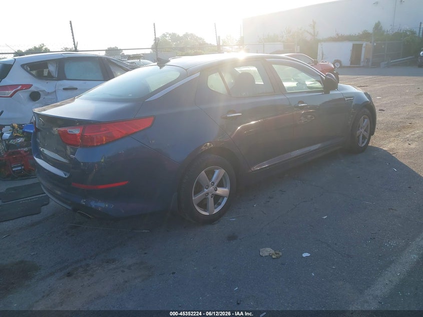 2015 Kia Optima VIN 5XXGM4A70FG438644 IAAI salvage auction — LEFT FRONT, Salvage (North Carolina), sold $650 on 2026-07-20 (photo 4)