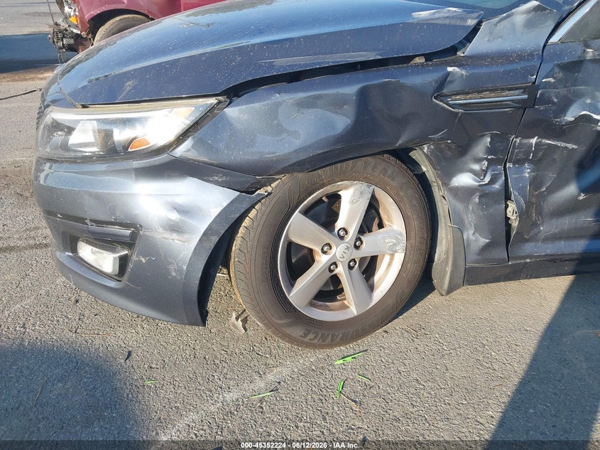 2015 Kia Optima VIN 5XXGM4A70FG438644 IAAI salvage auction — LEFT FRONT, Salvage (North Carolina), sold $650 on 2026-07-20 (photo 6)
