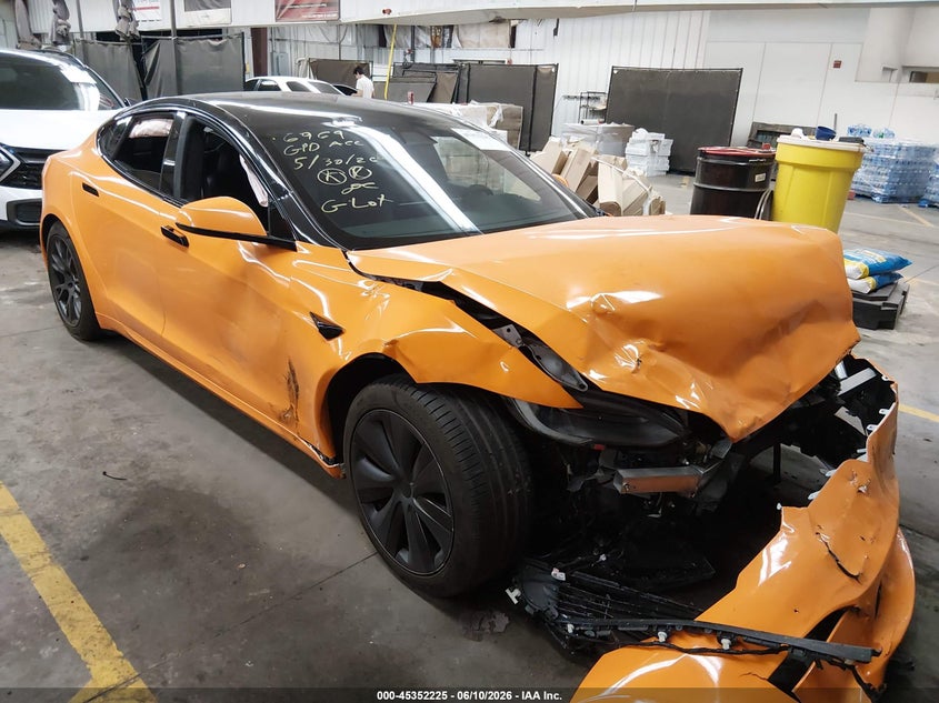 2021 Tesla Model s VIN 5YJSA1E69MF448785 IAAI salvage auction — FRONT END, Salvage Title, sold $12,550 on 2026-07-30 (photo 1)