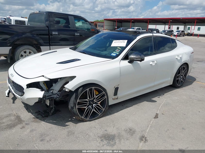 2022 Kia Stinger VIN KNAE55LC6N6120235 IAAI salvage auction — FRONT END, Salvage Title, sold $2,250 on 2026-07-30 (photo 2)