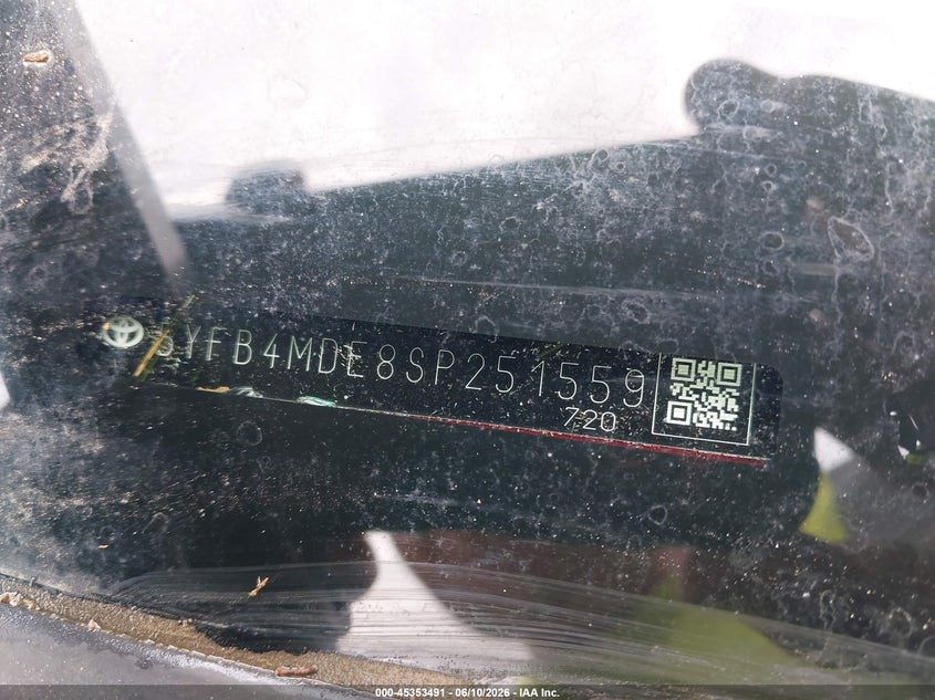 2025 Toyota Corolla VIN 5YFB4MDE8SP251559 IAAI salvage auction — ROLLOVER, Salvage Title, sold $75 on 2026-07-30 (photo 9)