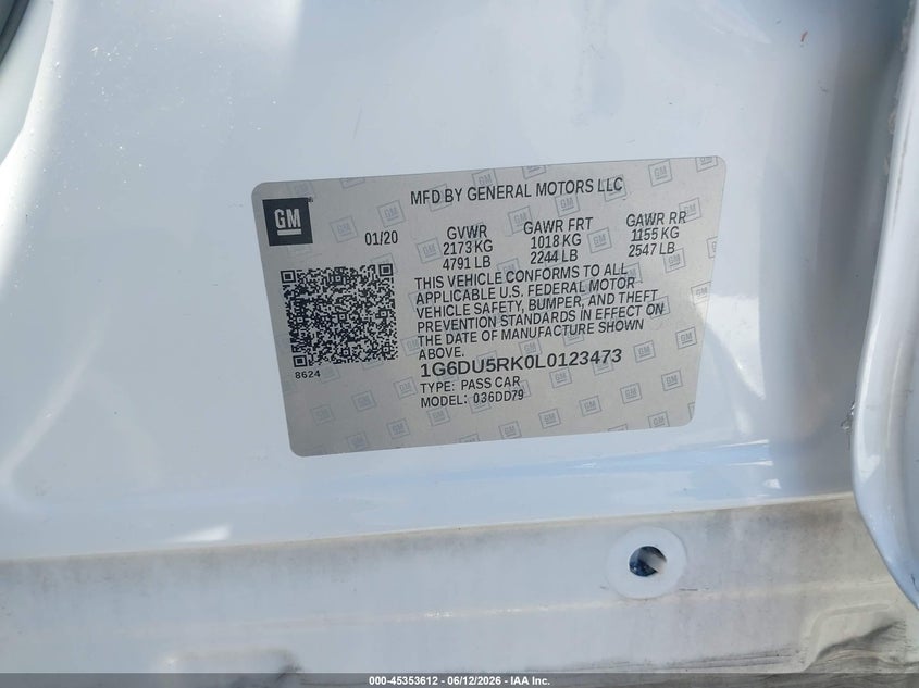2020 Cadillac Ct5 VIN 1G6DU5RK0L0123473 IAAI salvage auction — LEFT SIDE, Salvage (Missouri), sold $7,400 on 2026-07-28 (photo 9)