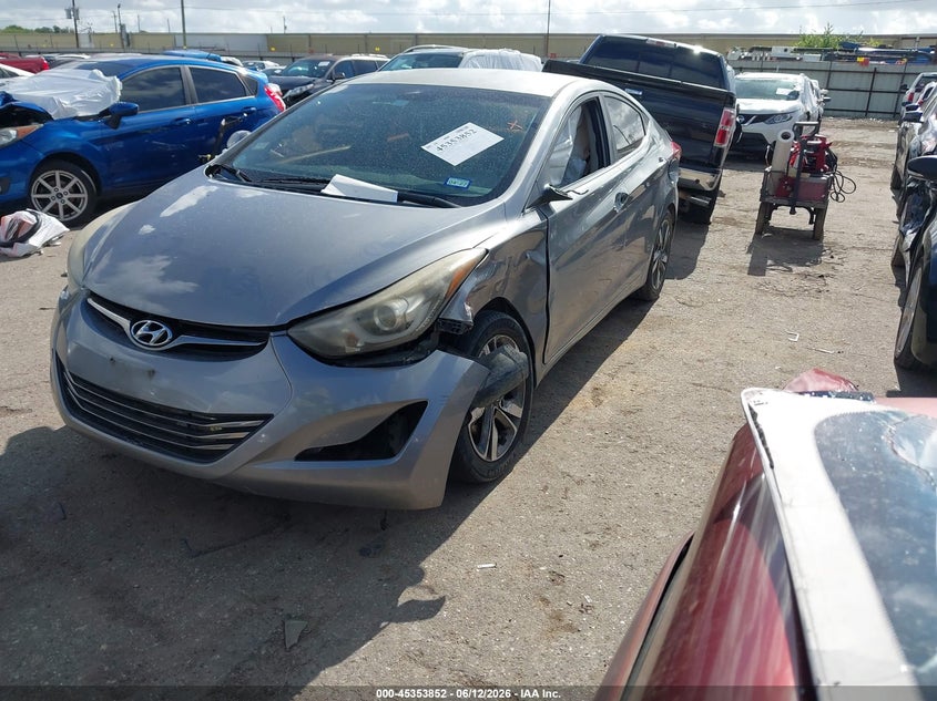 2014 Hyundai Elantra VIN KMHDH4AE3EU155312 IAAI salvage auction — FRONT & REAR, Salvage (Texas), sold $525 on 2026-07-29 (photo 2)