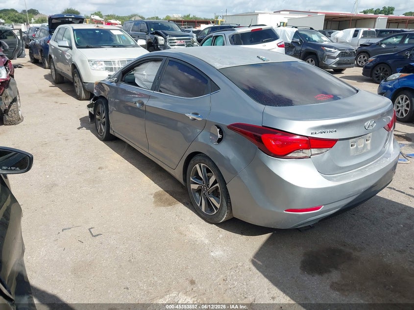 2014 Hyundai Elantra VIN KMHDH4AE3EU155312 IAAI salvage auction — FRONT & REAR, Salvage (Texas), sold $525 on 2026-07-29 (photo 3)