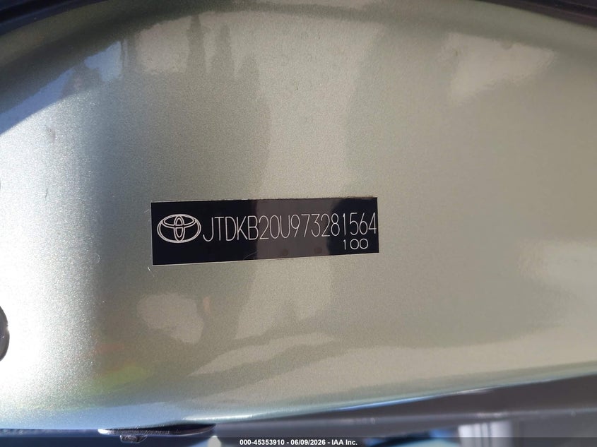2007 Toyota Prius VIN JTDKB20U973281564 IAAI salvage auction — NORMAL WEAR, Clear - Dealer Only (California), sold $525 on 2026-07-15 (photo 9)