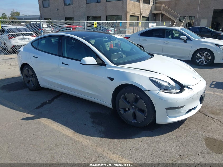 2022 Tesla Model 3 VIN 5YJ3E1EA7NF168748 IAAI salvage auction — RIGHT FRONT, Salvage (California), sold $6,400 on 2026-07-16 (photo 1)