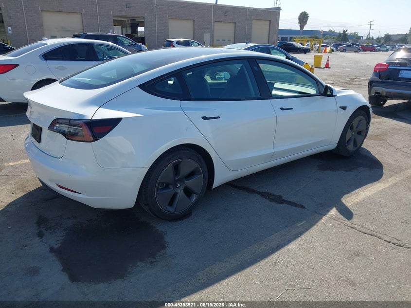 2022 Tesla Model 3 VIN 5YJ3E1EA7NF168748 IAAI salvage auction — RIGHT FRONT, Salvage (California), sold $6,400 on 2026-07-16 (photo 4)