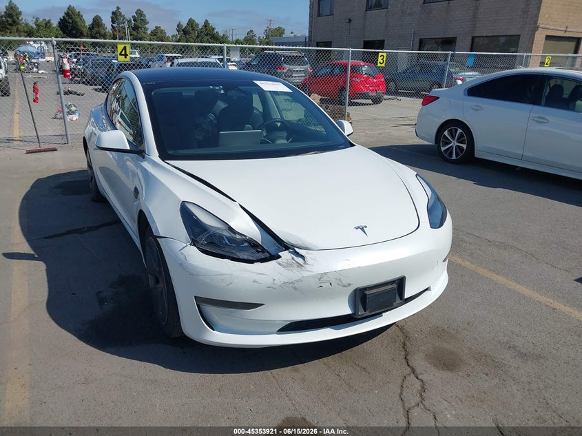 2022 Tesla Model 3 VIN 5YJ3E1EA7NF168748 IAAI salvage auction — RIGHT FRONT, Salvage (California), sold $6,400 on 2026-07-16 (photo 6)