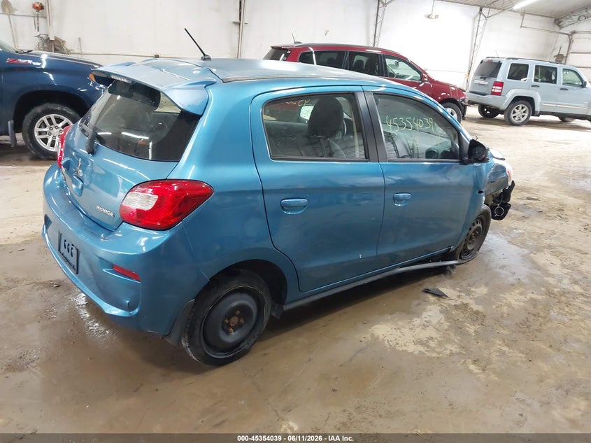 2018 Mitsubishi Mirage VIN ML32A3HJ9JH004185 IAAI salvage auction — RIGHT FRONT, Salvage Title, sold $725 on 2026-07-12 (photo 4)