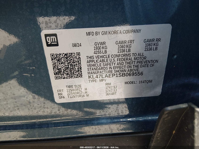2025 Buick Envista VIN KL47LAEP1SB069556 IAAI salvage auction — FRONT & REAR, Salvage (Louisiana), sold $4,900 on 2026-07-21 (photo 9)