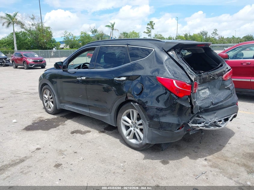 2014 Hyundai Santa fe VIN 5XYZU3LA7EG191676 IAAI salvage auction — REAR END, Rebuildable (Florida), sold $1,175 on 2026-07-27 (photo 3)