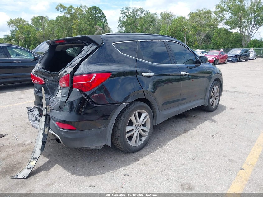 2014 Hyundai Santa fe VIN 5XYZU3LA7EG191676 IAAI salvage auction — REAR END, Rebuildable (Florida), sold $1,175 on 2026-07-27 (photo 4)