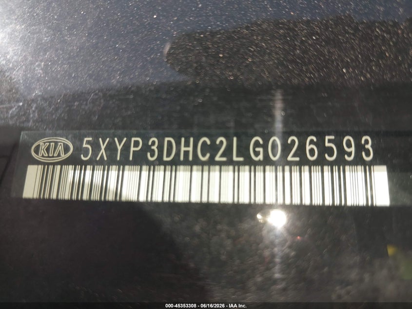 2020 Kia Telluride VIN 5XYP3DHC2LG026593 IAAI salvage auction — FRONT END, Mv-907A (New York), sold $3,650 on 2026-07-28 (photo 9)