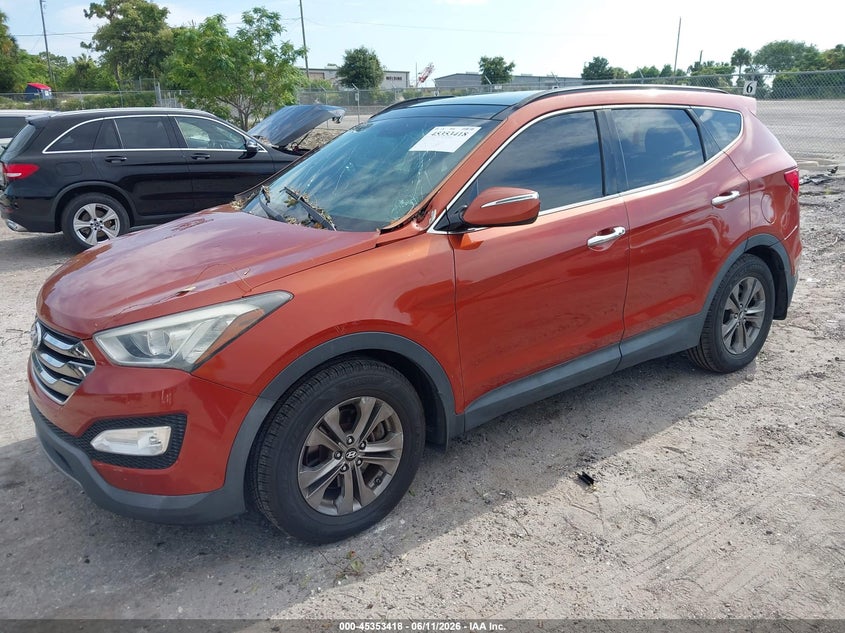 2014 Hyundai Santa fe VIN 5XYZU3LB5EG218592 IAAI salvage auction — FRONT & REAR, Rebuildable (Florida), sold $2,150 on 2026-07-16 (photo 2)