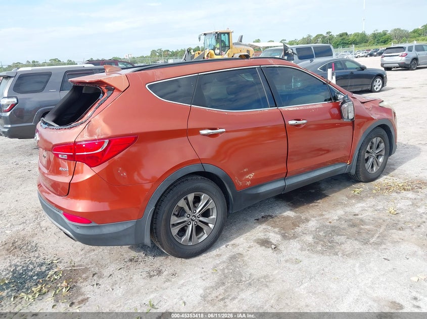 2014 Hyundai Santa fe VIN 5XYZU3LB5EG218592 IAAI salvage auction — FRONT & REAR, Rebuildable (Florida), sold $2,150 on 2026-07-16 (photo 4)