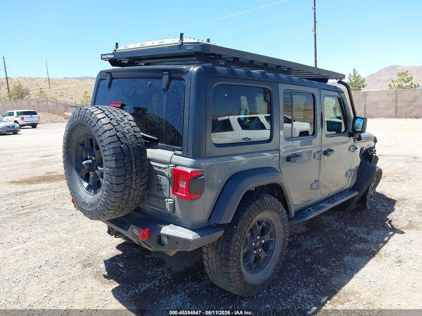2021 Jeep Wrangler / VIN 1C4HJXDN1MW793164 IAAI salvage auction — RIGHT FRONT, Salvage Title, sold $11,200 on 2026-07-31 (photo 4)