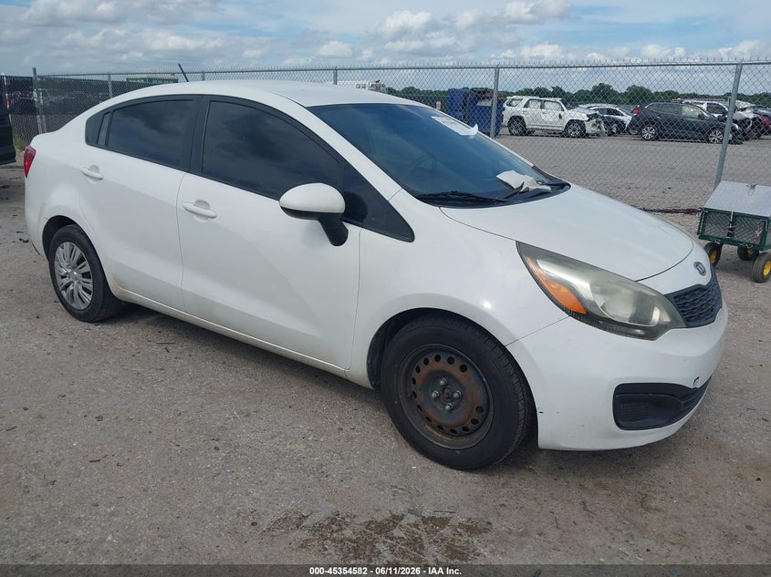 2012 Kia Rio VIN KNADM4A38C6057583 IAAI salvage auction — LEFT SIDE, Salvage (Texas), sold $525 on 2026-07-07 (photo 1)