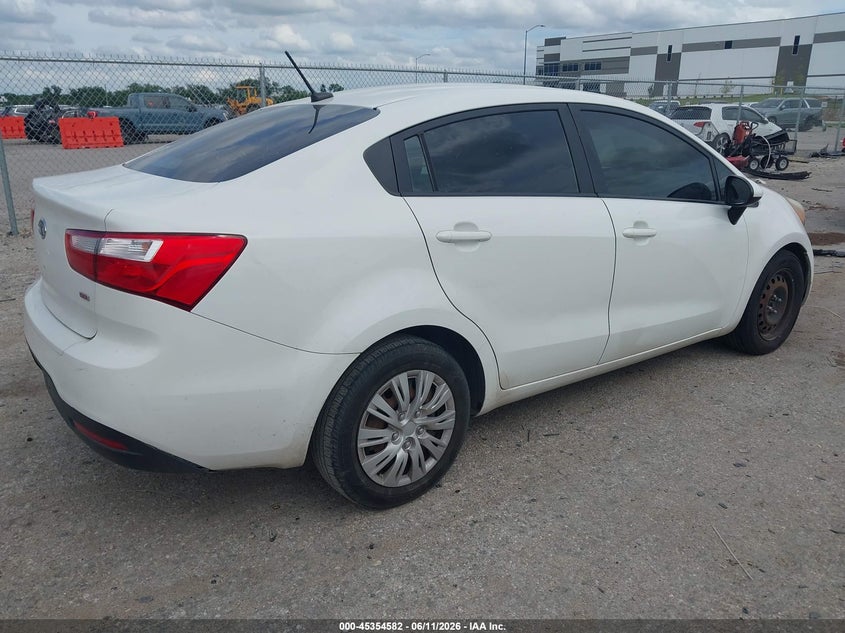 2012 Kia Rio VIN KNADM4A38C6057583 IAAI salvage auction — LEFT SIDE, Salvage (Texas), sold $525 on 2026-07-07 (photo 4)