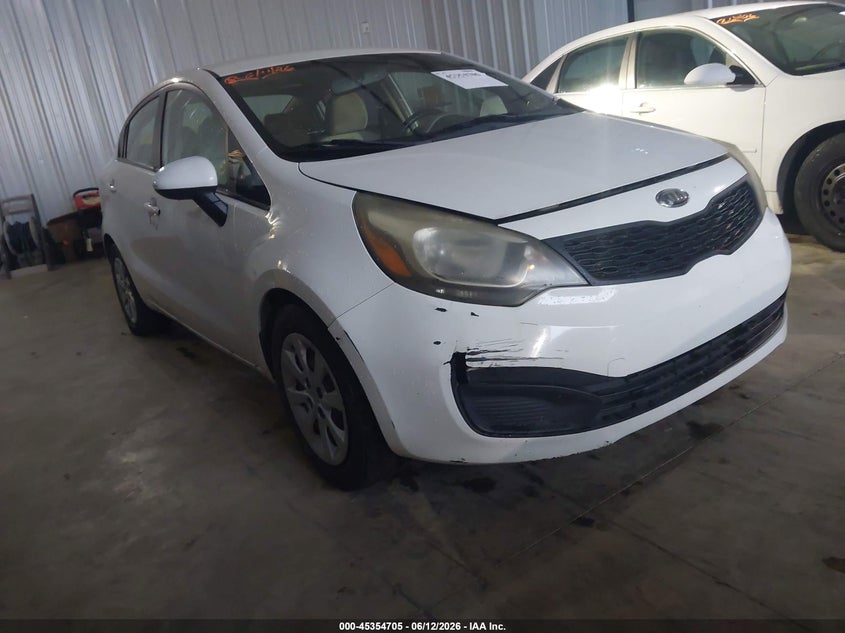 2013 Kia Rio VIN KNADM4A37D6126362 IAAI salvage auction — LEFT FRONT, Clear (Tennessee), sold $400 on 2026-07-07 (photo 1)