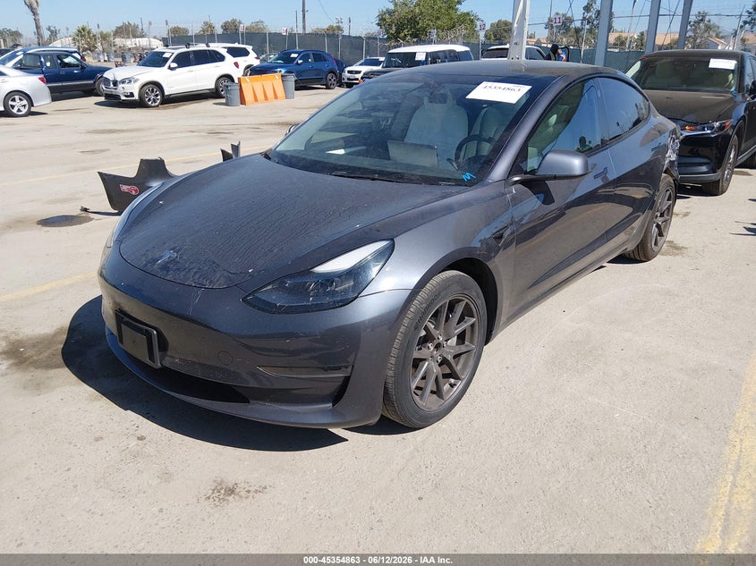 2023 Tesla Model 3 VIN 5YJ3E1EA6PF629148 IAAI salvage auction — REAR END, Salvage (California), sold $9,000 on 2026-07-08 (photo 2)
