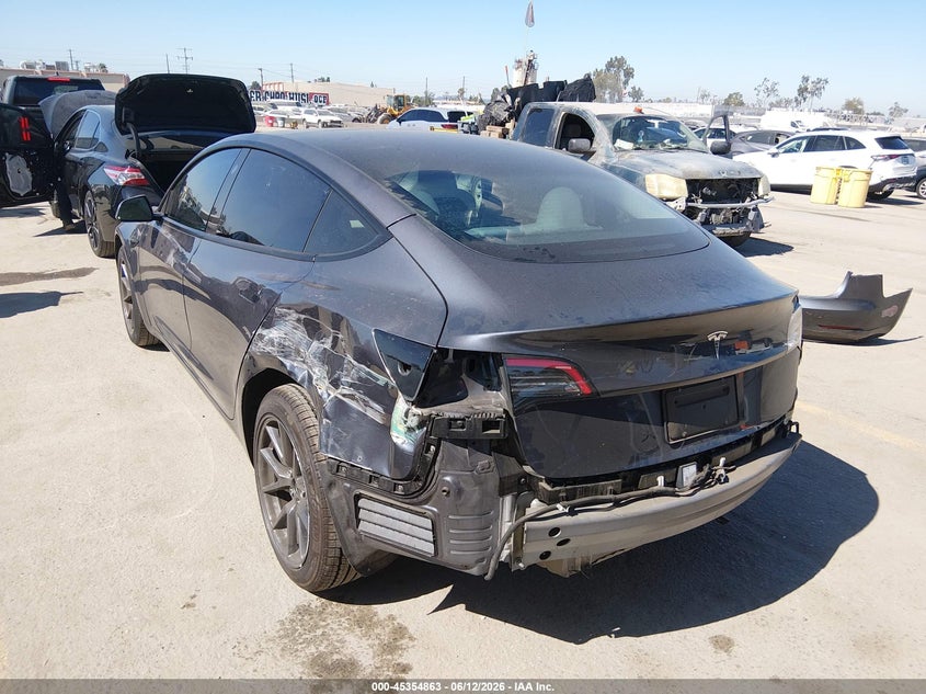 2023 Tesla Model 3 VIN 5YJ3E1EA6PF629148 IAAI salvage auction — REAR END, Salvage (California), sold $9,000 on 2026-07-08 (photo 3)