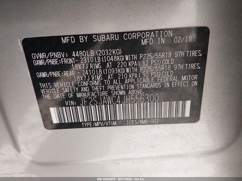 2018 Subaru Forester VIN JF2SJAWC4JH556300 IAAI salvage auction — ALL OVER, Salvage (Colorado), sold $925 on 2026-07-29 (photo 9)