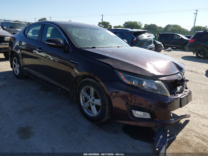 2015 Kia Optima VIN 5XXGM4A79FG391629 IAAI salvage auction — FRONT END, Salvage (Kansas), sold $825 on 2026-07-31 (photo 1)