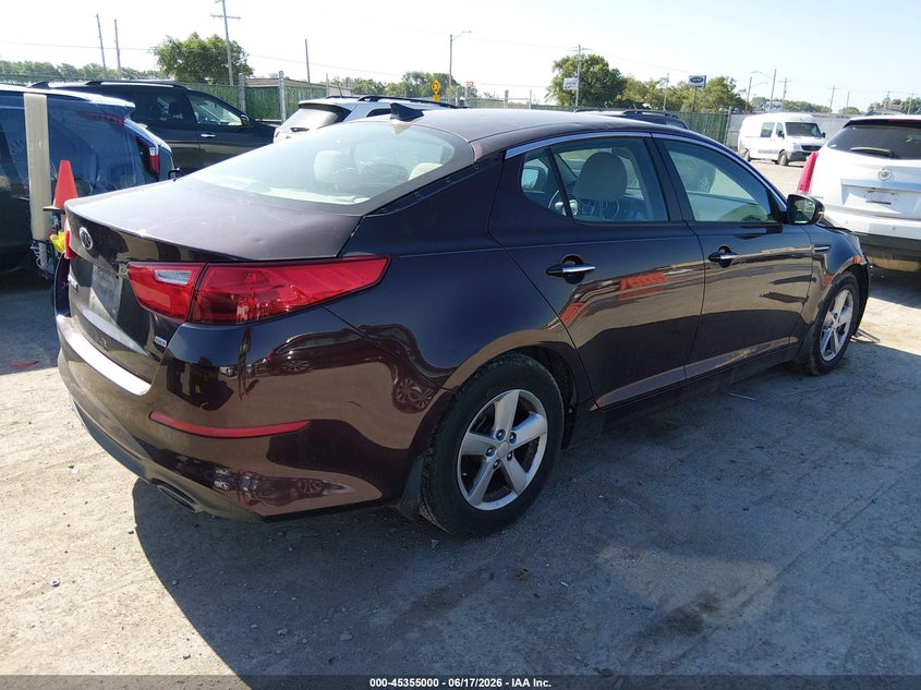 2015 Kia Optima VIN 5XXGM4A79FG391629 IAAI salvage auction — FRONT END, Salvage (Kansas), sold $825 on 2026-07-31 (photo 4)