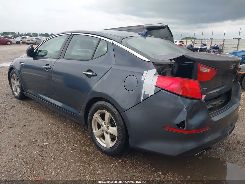 2015 Kia Optima VIN KNAGM4A78F5572674 IAAI salvage auction — REAR END, Salvage (Alabama), sold $550 on 2026-07-14 (photo 3)