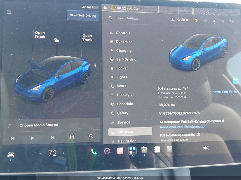 2023 Tesla Model y VIN 7SAYGDEE8PA185176 IAAI salvage auction — FRONT END, Salvage (Arizona), sold $8,800 on 2026-07-11 (photo 7)