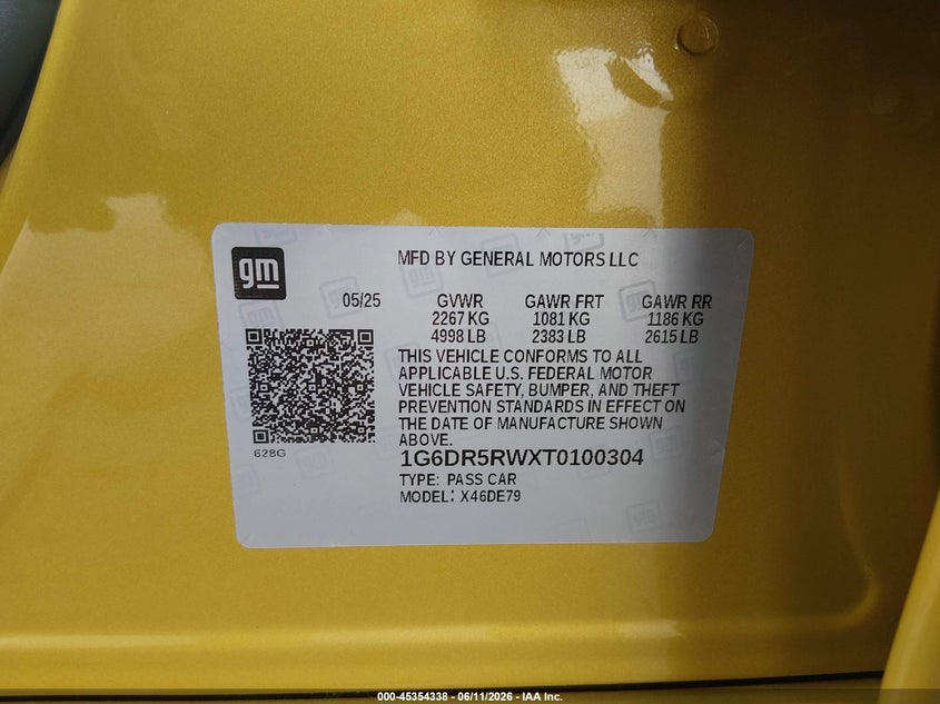 2026 Cadillac Ct5-v VIN 1G6DR5RWXT0100304 IAAI salvage auction — UNKNOWN, Original (Texas), sold $30,000 on 2026-07-14 (photo 9)
