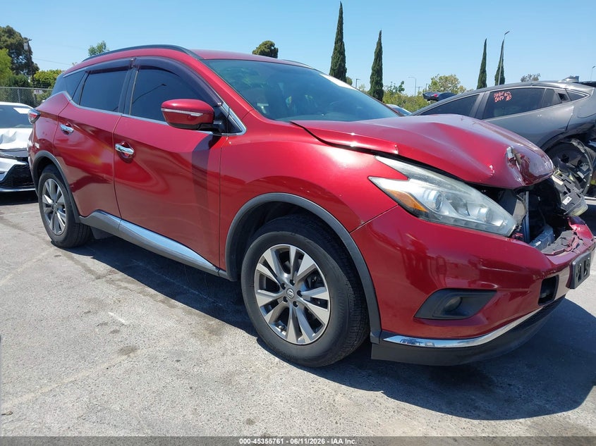 2015 Nissan Murano VIN 5N1AZ2MG1FN261707 IAAI salvage auction — FRONT END, Salvage (California), sold $1,550 on 2026-07-09 (photo 1)