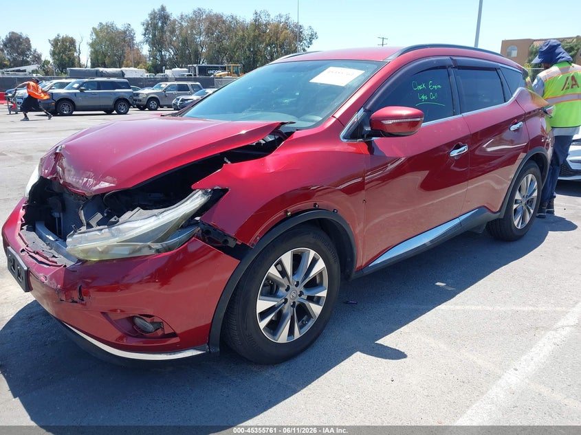 2015 Nissan Murano VIN 5N1AZ2MG1FN261707 IAAI salvage auction — FRONT END, Salvage (California), sold $1,550 on 2026-07-09 (photo 2)