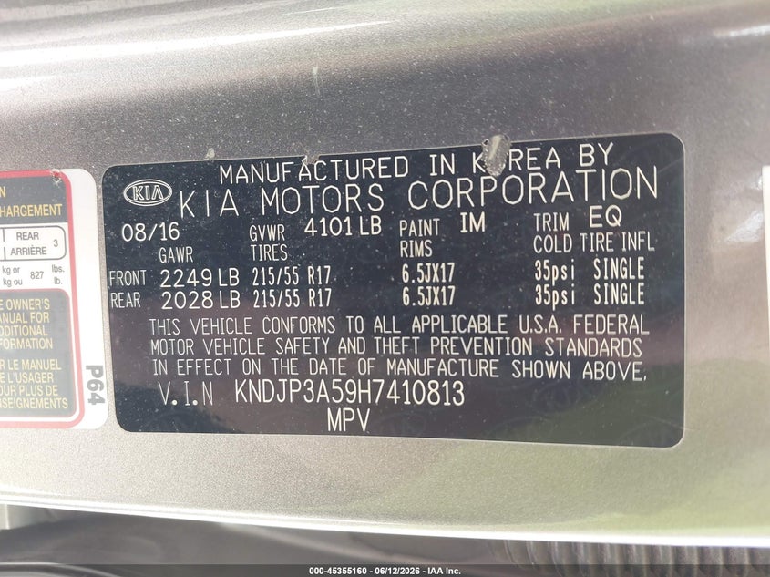 2017 Kia Soul VIN KNDJP3A59H7410813 IAAI salvage auction — FRONT END, Salvage (Montana), sold $175 on 2026-07-22 (photo 9)