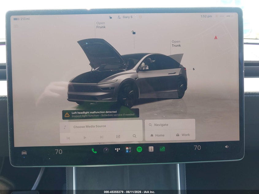 2026 Tesla Model y VIN 7SAYGDED6TF418816 IAAI salvage auction — FRONT END, Salvage Title, sold $19,000 on 2026-07-10 (photo 7)