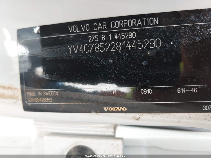 2008 Volvo Xc90 VIN YV4CZ852281445290 IAAI salvage auction — NORMAL WEAR, Clear-Dealer Only (North Carolina), sold $850 on 2026-07-28 (photo 9)