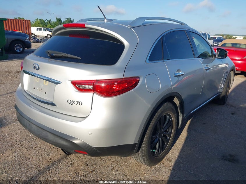 2015 Infiniti Qx70 VIN JN8CS1MW6FM482684 IAAI salvage auction — LEFT SIDE, Original (Texas), sold $950 on 2026-07-08 (photo 4)