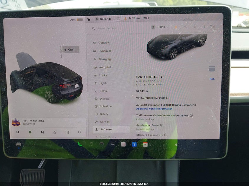 2021 Tesla Model y VIN 5YJYGDEE6MF233494 IAAI salvage auction — LEFT REAR, Clear (Tennessee), sold $14,150 on 2026-07-09 (photo 7)