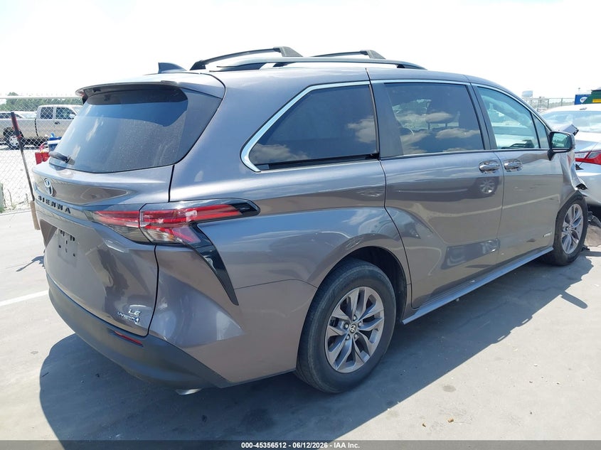 2021 Toyota Sienna VIN 5TDBSKFC6MS020496 IAAI salvage auction — FRONT END, Salvage (North Carolina), sold $8,075 on 2026-07-24 (photo 4)