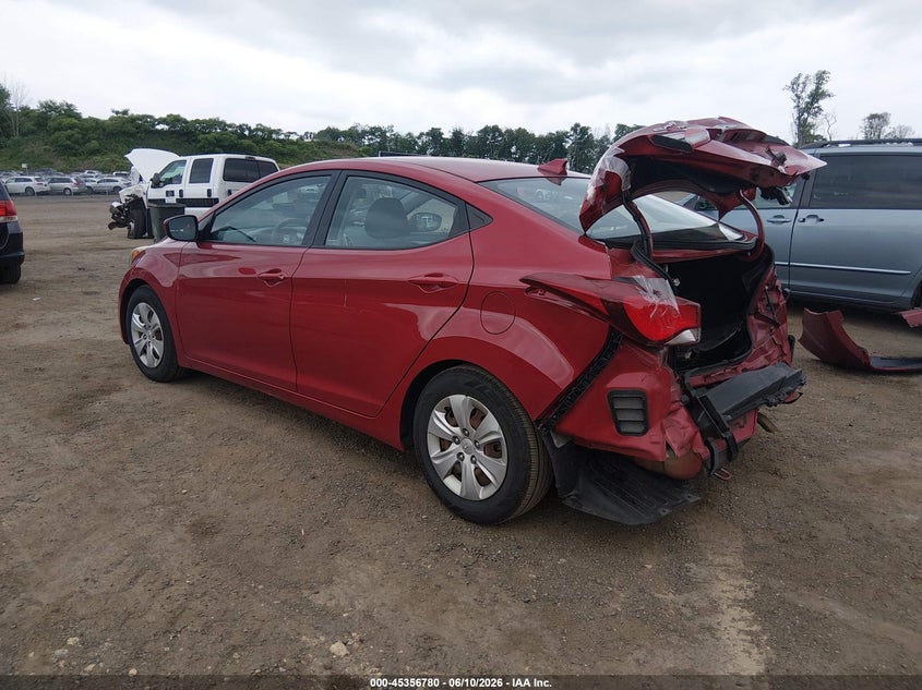 2016 Hyundai Elantra VIN KMHDH4AE1GU643449 IAAI salvage auction — REAR END, Salvage Title, sold $750 on 2026-07-23 (photo 3)