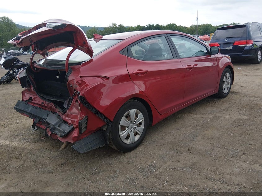2016 Hyundai Elantra VIN KMHDH4AE1GU643449 IAAI salvage auction — REAR END, Salvage Title, sold $750 on 2026-07-23 (photo 4)