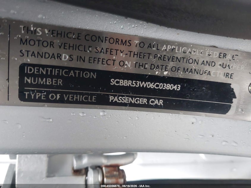 2006 Bentley Continental flying spur VIN SCBBR53W06C038043 IAAI salvage auction — FRONT END, Salvage (Louisiana), sold $3,250 on 2026-07-21 (photo 9)