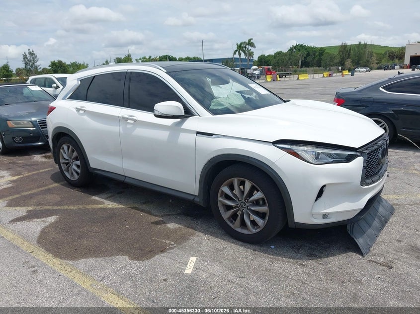 2020 Infiniti Qx50 VIN 3PCAJ5M19LF111766 IAAI salvage auction — FRONT END, Wait Title, sold $3,600 on 2026-09-11 (photo 1)