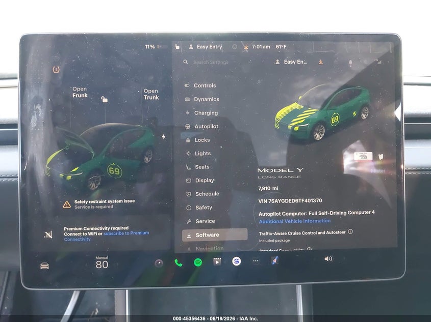 2026 Tesla Model y VIN 7SAYGDED6TF401370 IAAI salvage auction — RIGHT FRONT, Salvage Title, sold $22,350 on 2026-09-23 (photo 7)