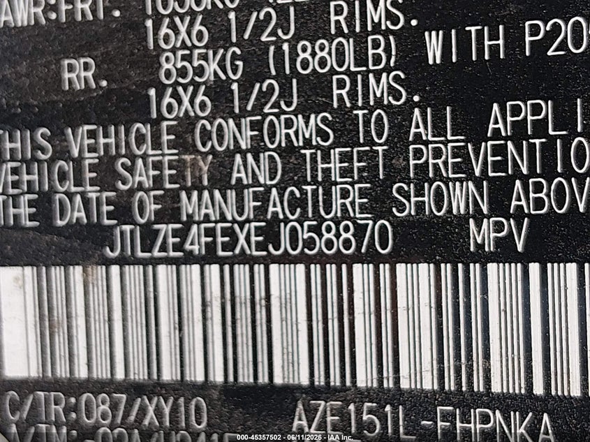 2014 Scion Xb VIN JTLZE4FEXEJ058870 IAAI salvage auction — NORMAL WEAR, Original (Texas), sold $800 on 2026-07-06 (photo 9)
