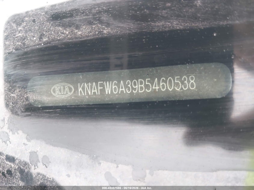 2011 Kia Forte VIN KNAFW6A39B5460538 IAAI salvage auction — NORMAL WEAR, Clear (South Carolina), sold $400 on 2026-07-21 (photo 9)