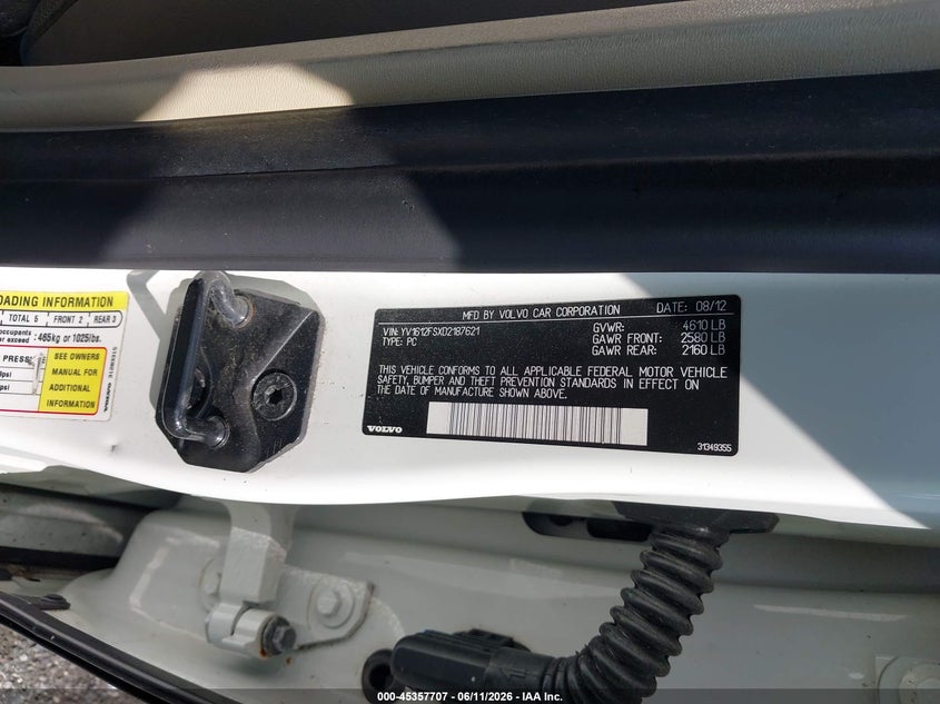 2013 Volvo S60 VIN YV1612FSXD2187621 IAAI salvage auction — UNDERCARRIAGE, Salvage Title, sold $475 on 2026-07-20 (photo 9)