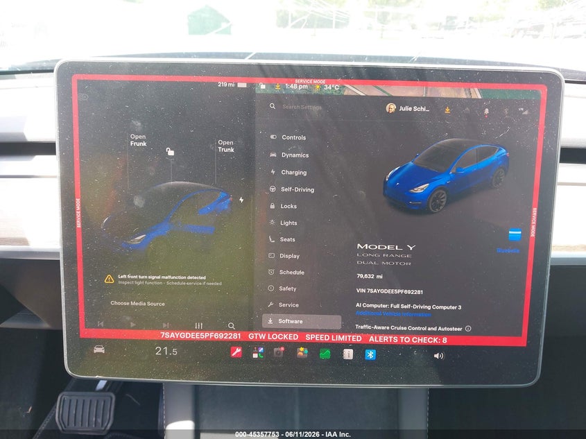 2023 Tesla Model y VIN 7SAYGDEE5PF692281 IAAI salvage auction — FRONT END, Mv-907A (New York), sold $9,250 on 2026-07-30 (photo 7)